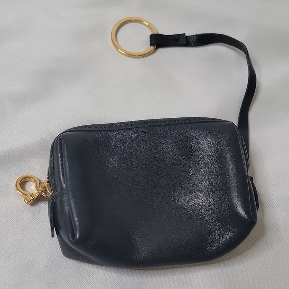 Salvatore Ferragamo Black Leather Pouch with Gold Ring - Picture 2 of 5